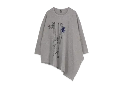 Yohji Yamamoto Y's PLAIN STITCH BUG PIGMENT FLOCKY PRINT SIDE DRAPE T "Gray"