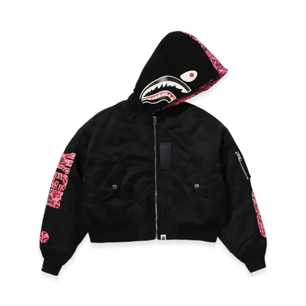 A BATHING APE Shark Hoodie Bomber Jacket "Black"