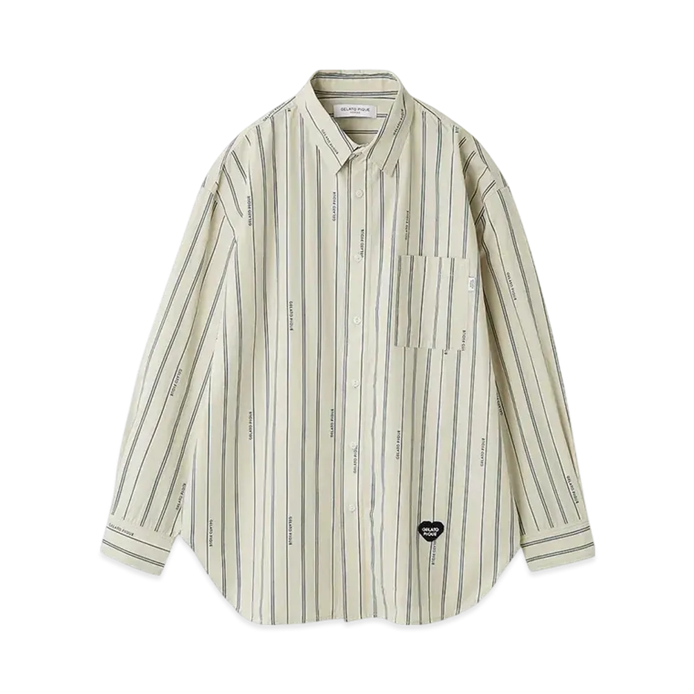 GELATO PIQUE Homme Heart Patch Regular Collar Shirt "Stripe"