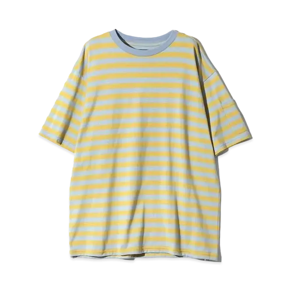 Needles S/S Crew Neck Tee - Cotton Stripe Jersey "Sax/Yellow"