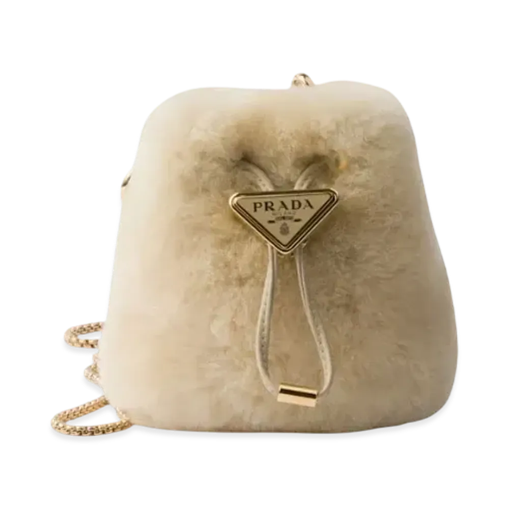 PRADA Sheepskin Mini Pouch "Beige"