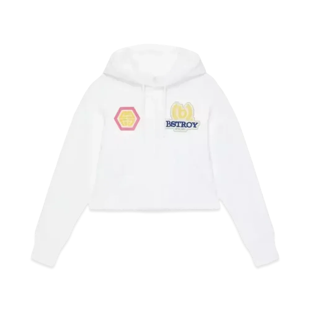 GIVENCHY Cropped Hoodie With Embroidered Patches "White"