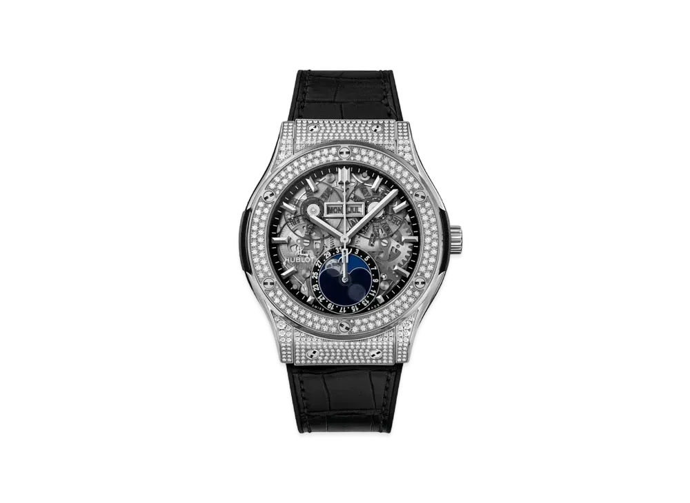 HUBLOT Classic Fusion Aerofusion Moonphase Titanium Pave 42mm