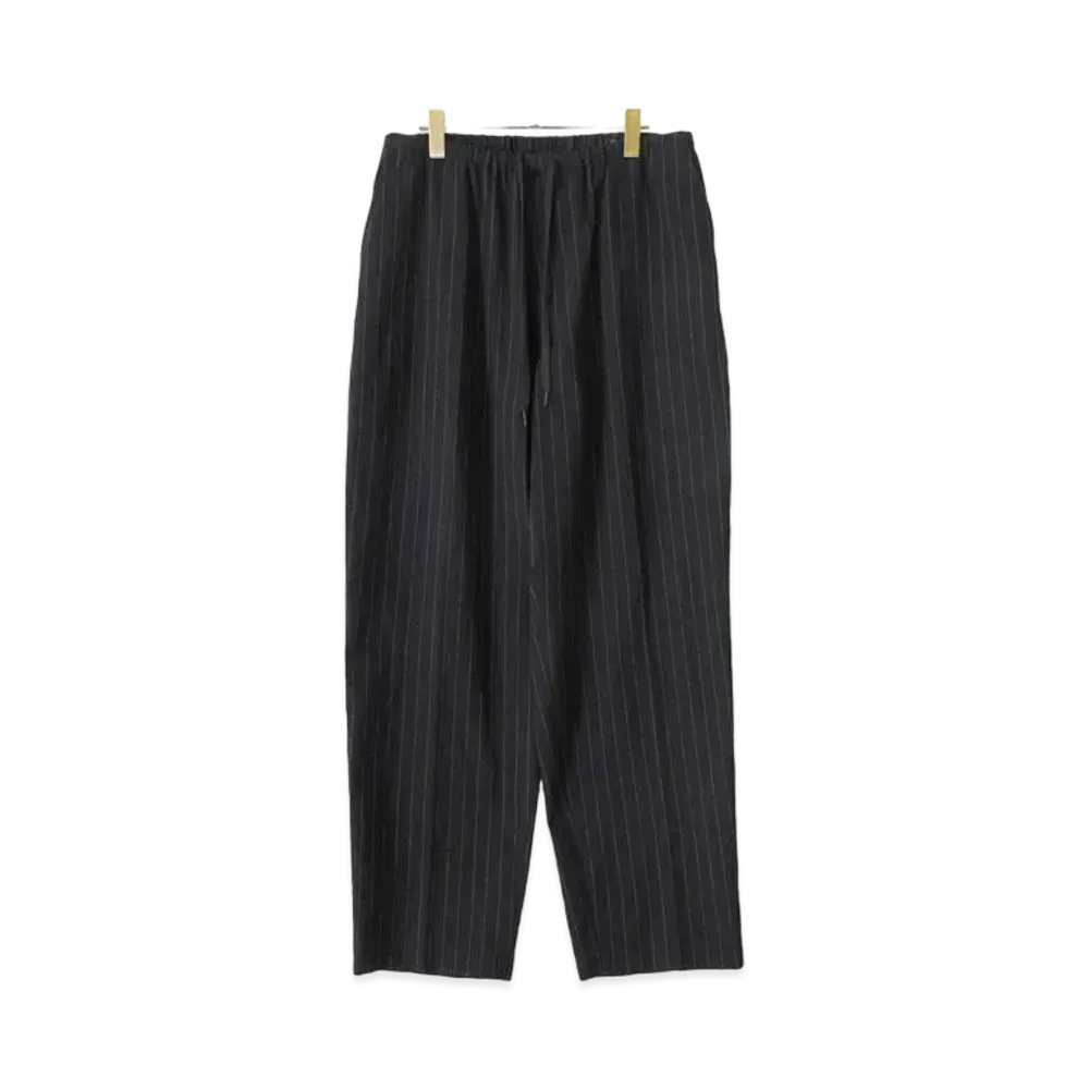 COMOLI Wool Striped Drawstring Pants "Stripe"