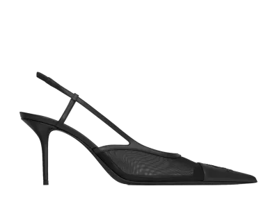Saint Laurent Women's Renee Slingback Pumps in Mesh "Black"
