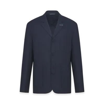 Dior Mottled Virgin Wool Blend Workwear Jacket "Blue"