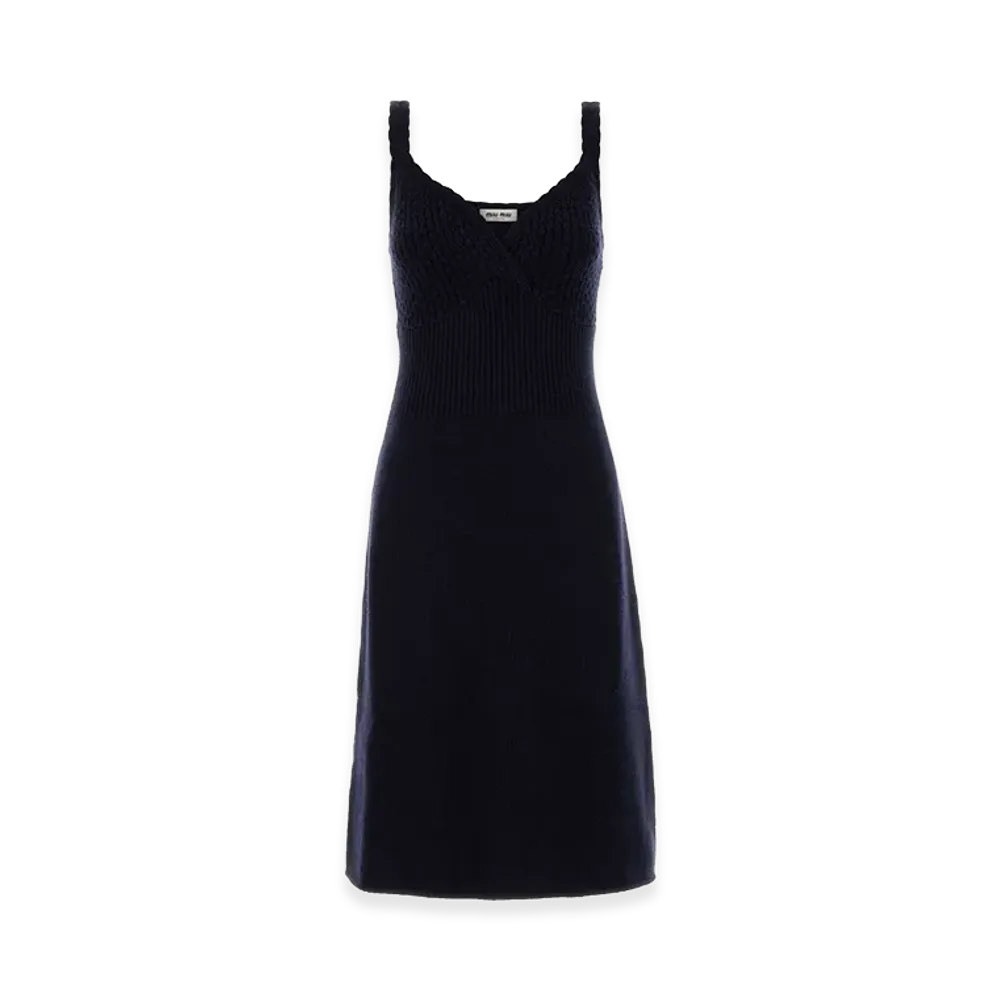 MIU MIU Women's Wool Dress "Navy Blue"
