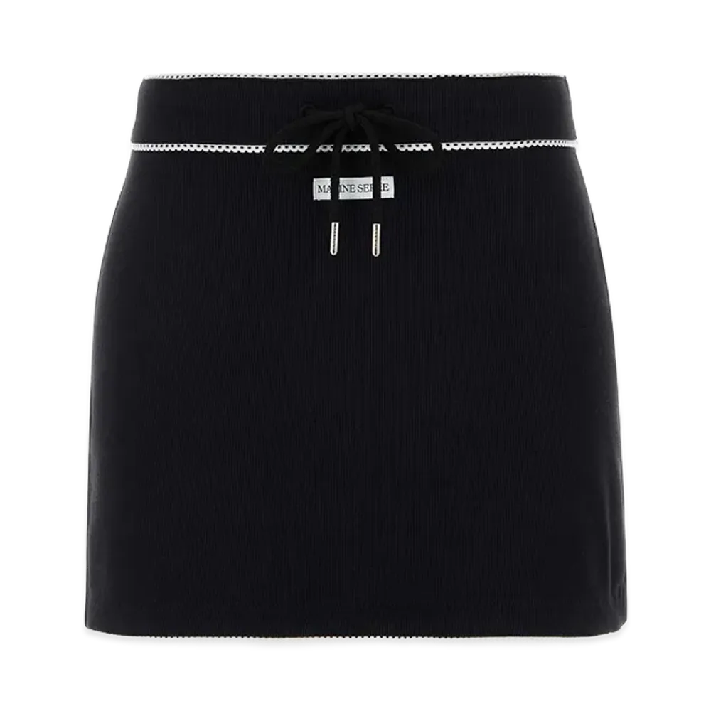Marine Serre Women's Stretch Cotton Mini Skirt "Black"