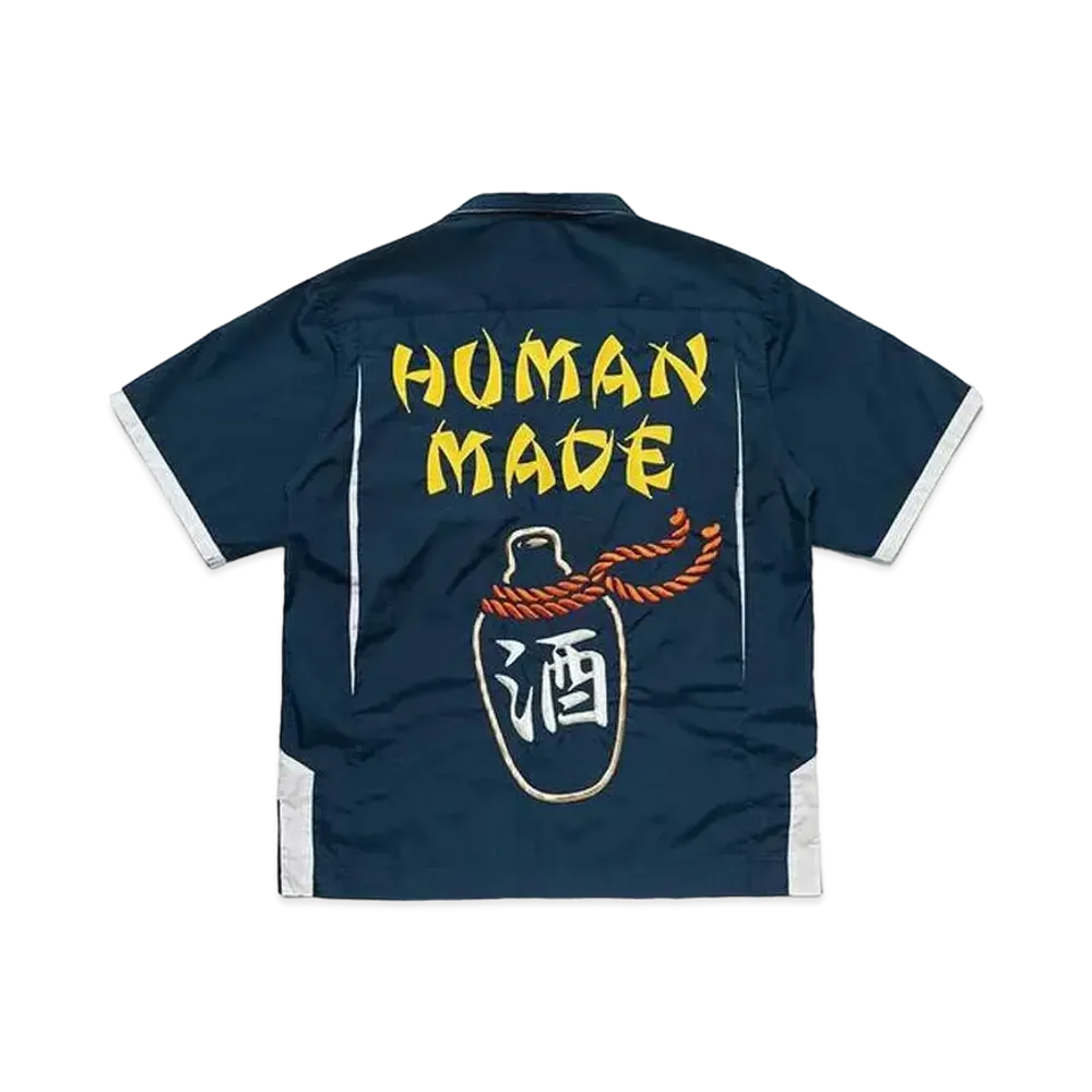 HUMAN MADE STAND COLLAR BOWLING SHIRT "Navy"