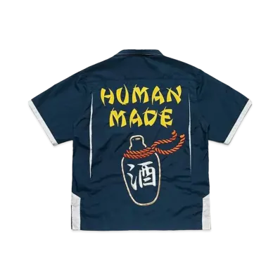 HUMAN MADE STAND COLLAR BOWLING SHIRT "Navy"