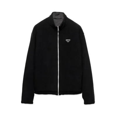PRADA Men's Reversible Fleece and Cashmere Blend Cardigan "Black/Black"