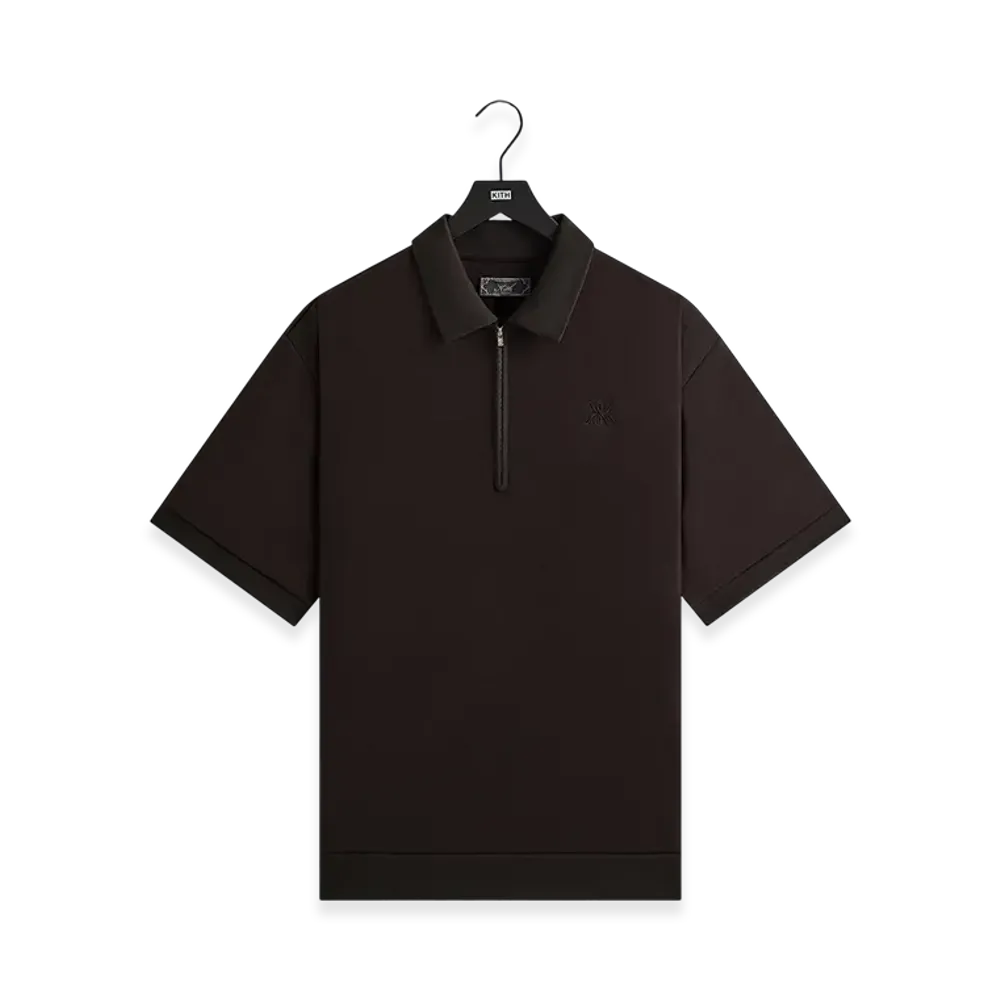 Kith Zip-Front Performance Knit Ethan Polo "Kindling"