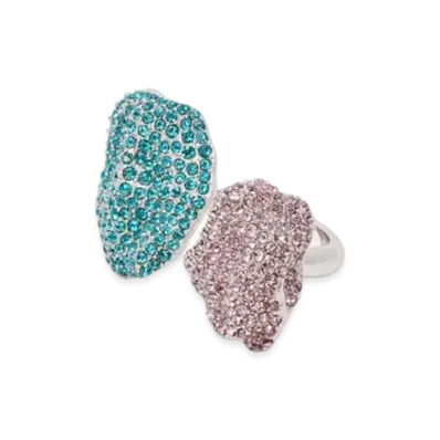 LOEWE x Lynda Benglis Glitter Fragment Double Ring in Sterling Silver and Crystals "Silver/Turquoise/Mauve"