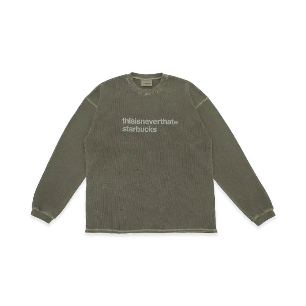 STARBUCKS x thisisneverthat L/S Waffle T-Shirt "Khaki"