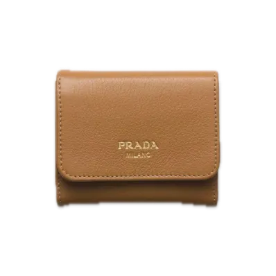 PRADA Soft Grain Leather Wallet "Camel"