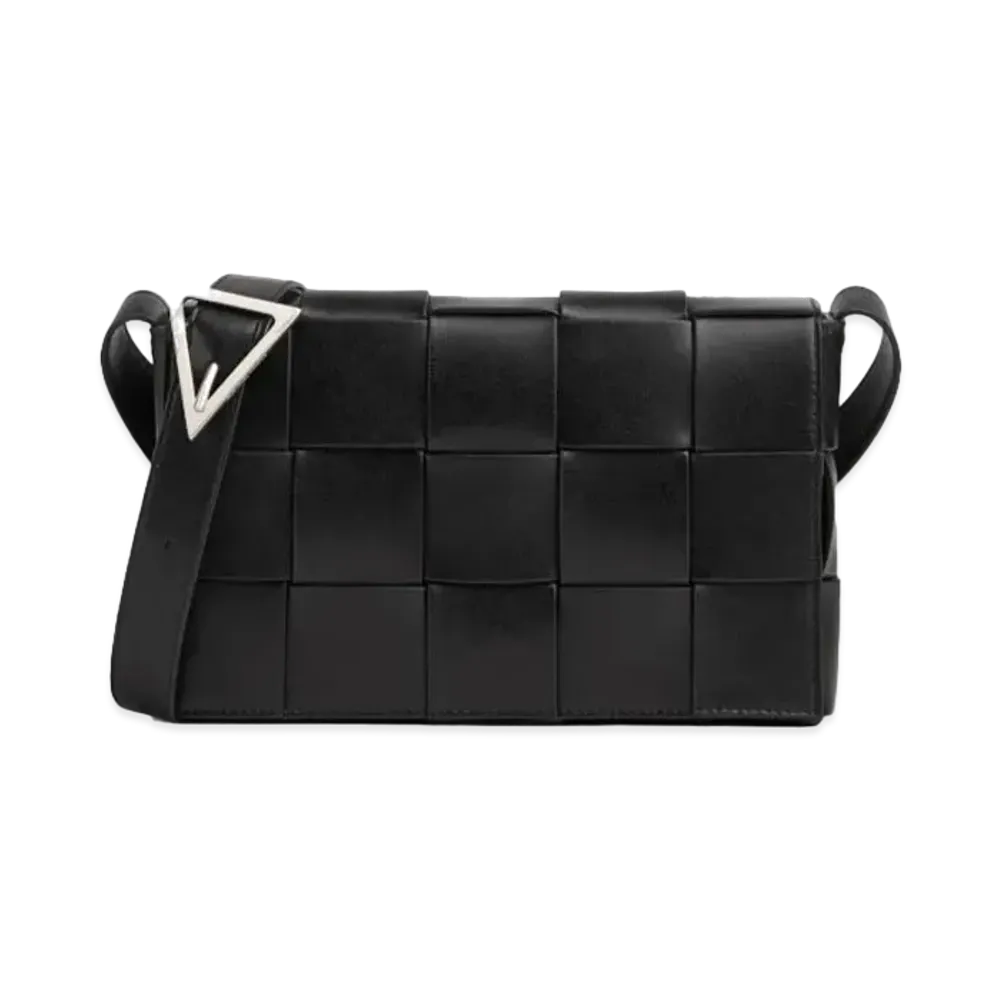Bottega Veneta Calfskin Cassette Crossbody Bag "Black/Parrot Green"