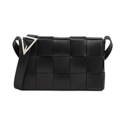 Bottega Veneta Calfskin Cassette Crossbody Bag "Black/Parrot Green"