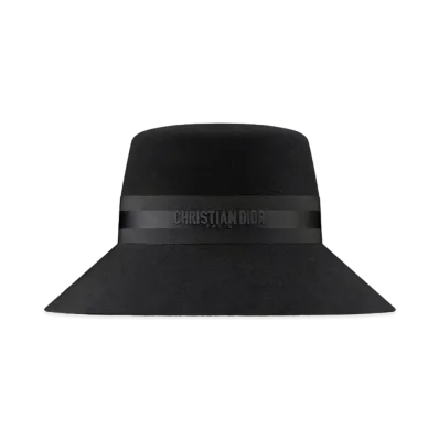 Dior D-Bobby Large-Brim Hat Rabbit Felt "Black"