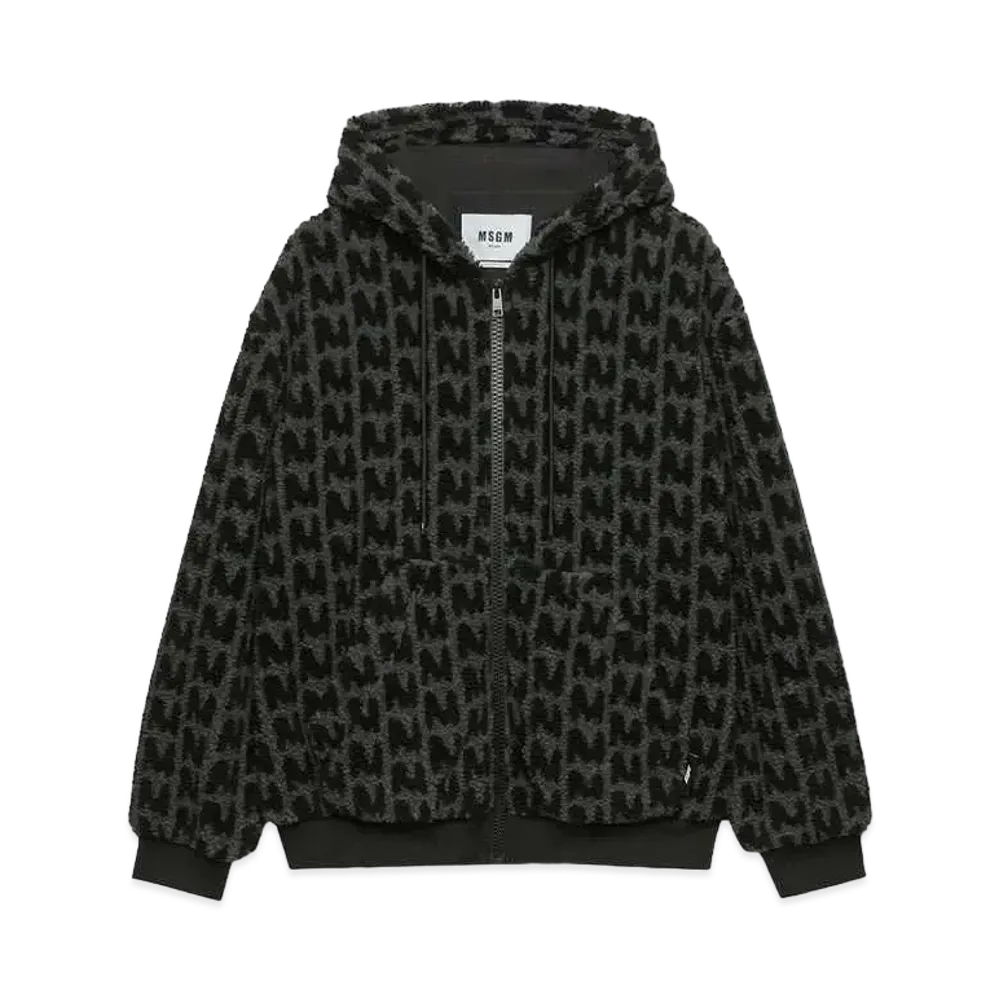 MSGM Faux-Fur Jacquard Themwave Jacket "Black"