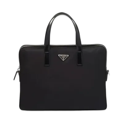 PRADA Re-Nylon Leather Briefcase "Black"