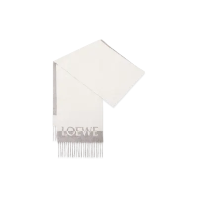 LOEWE Bicolor Scarf In Wool And Cashmere "White/Light Grey"