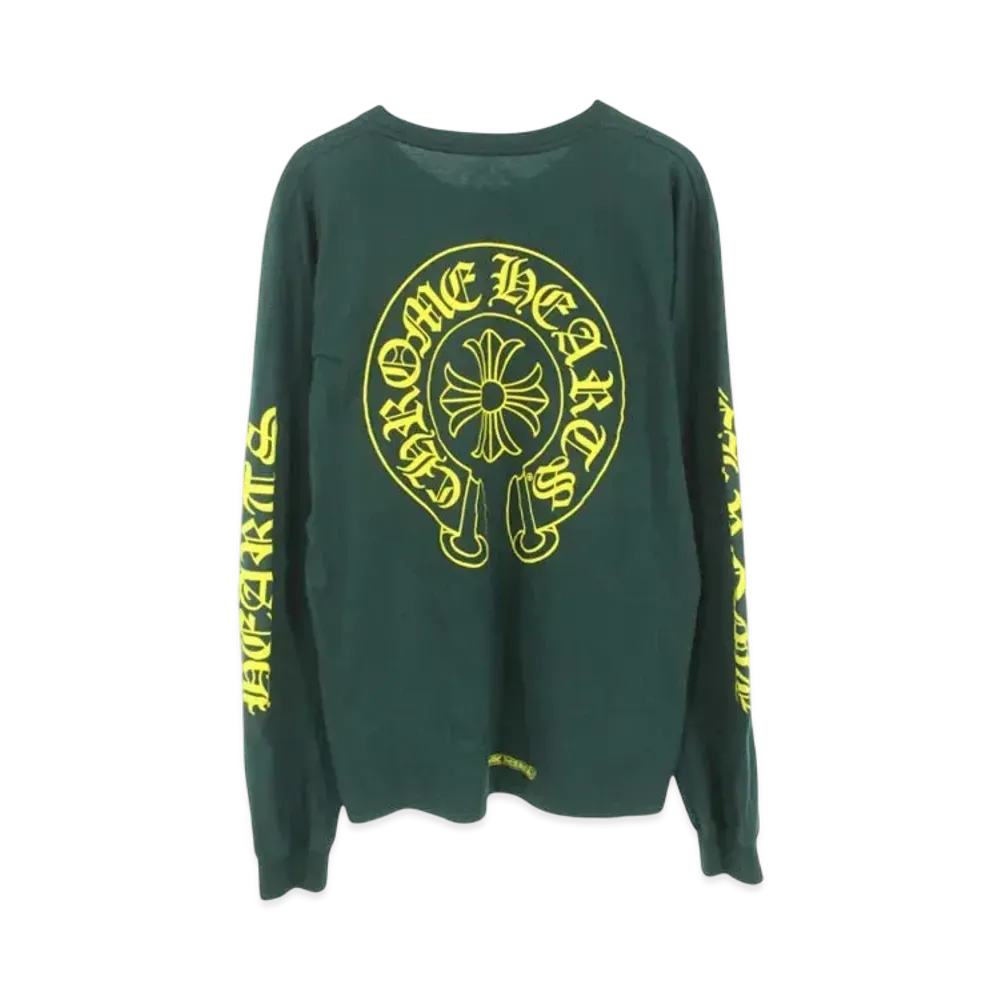 Chrome Hearts Back Horseshoe Logo Print L/S T-Shirt "Green/Yellow"