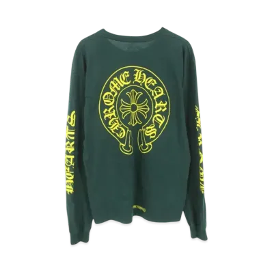 Chrome Hearts Back Horseshoe Logo Print L/S T-Shirt "Green/Yellow"