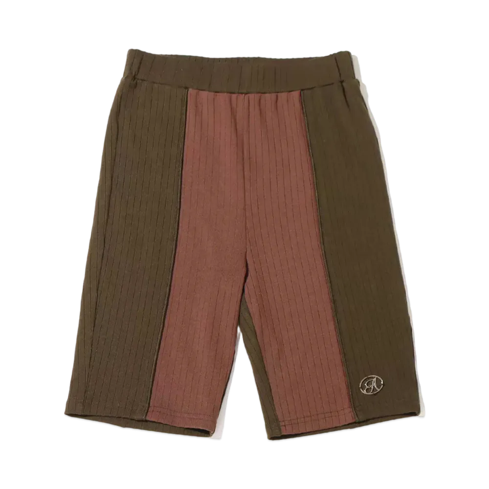 atmos pink Bicolor Ribbed Biker Pants "Brown"