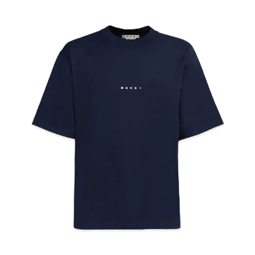 Marni Men's Bio Cotton T-shirt With Logo "Blue Black"