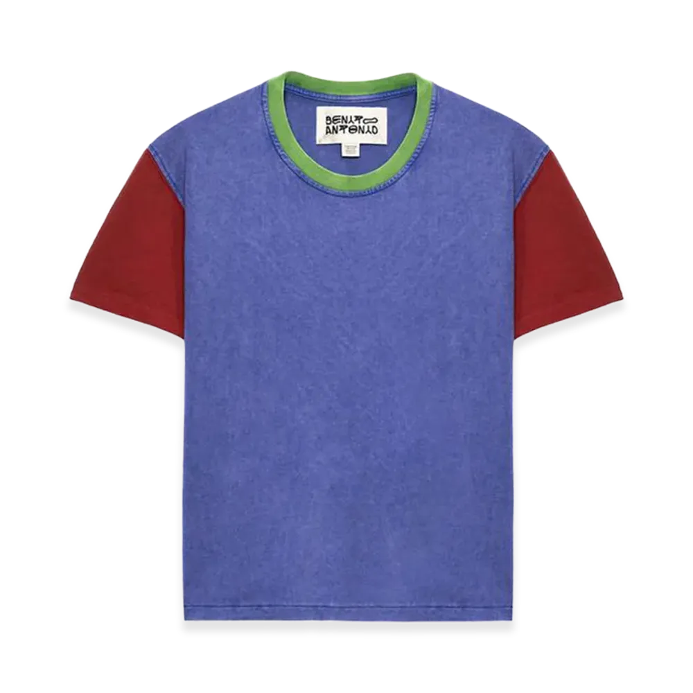 ZARA x Bad Bunny Benito Antonio Slim Cropped Fit Color Block Tee "Blue"
