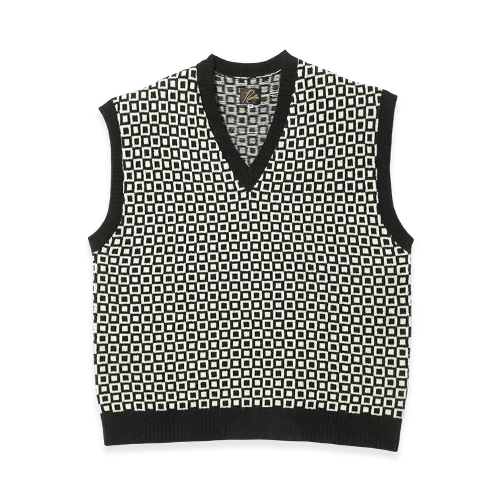 NEEDLES Shetland Knit Vest - Plaid "Black"