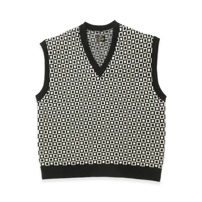 NEEDLES Shetland Knit Vest - Plaid "Black"