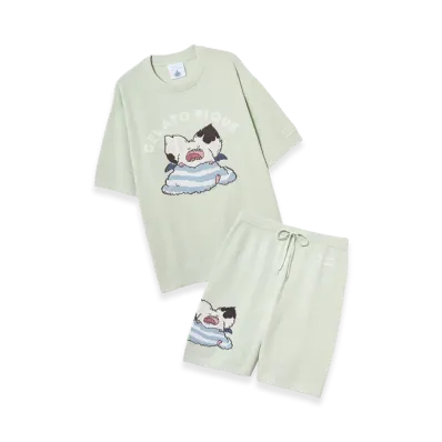 GELATO PIQUE x DRAGON QUEST Jacquard S/S Pullover & Half Pants Set "Mint"
