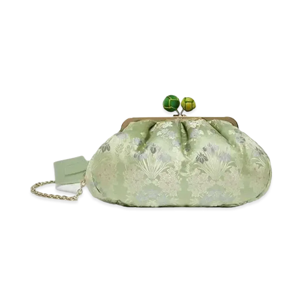 Max Mara Medium Pasticino Bag in Silk Jacquard "Green"