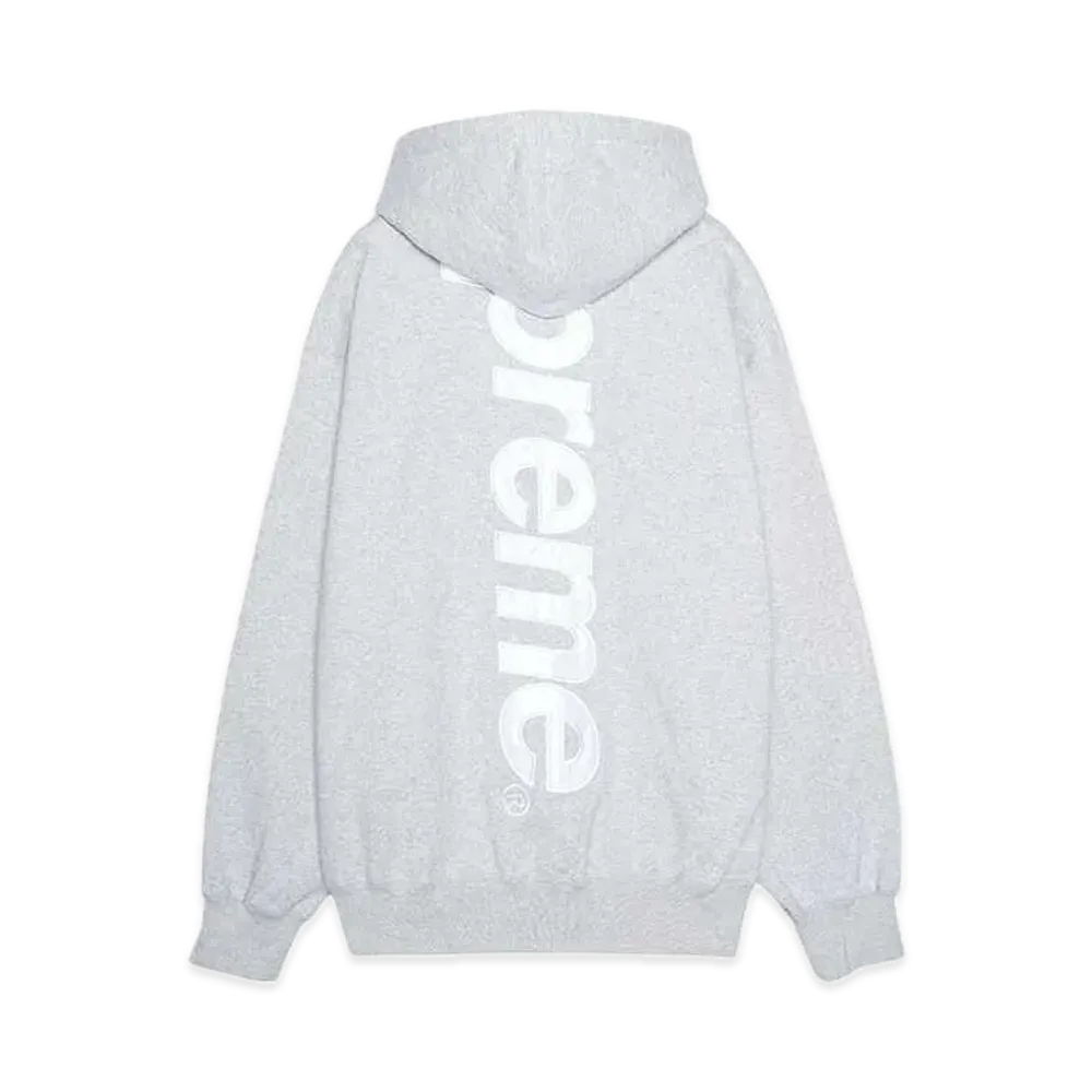 Supreme Satin Applique Hooded Sweatshirt "Heather Grey" (24FW)