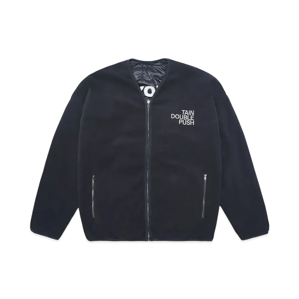 TAIN DOUBLE PUSH HEARTBREAK FLEECE REVERSIBLE CARDIGAN "CHARCOAL"