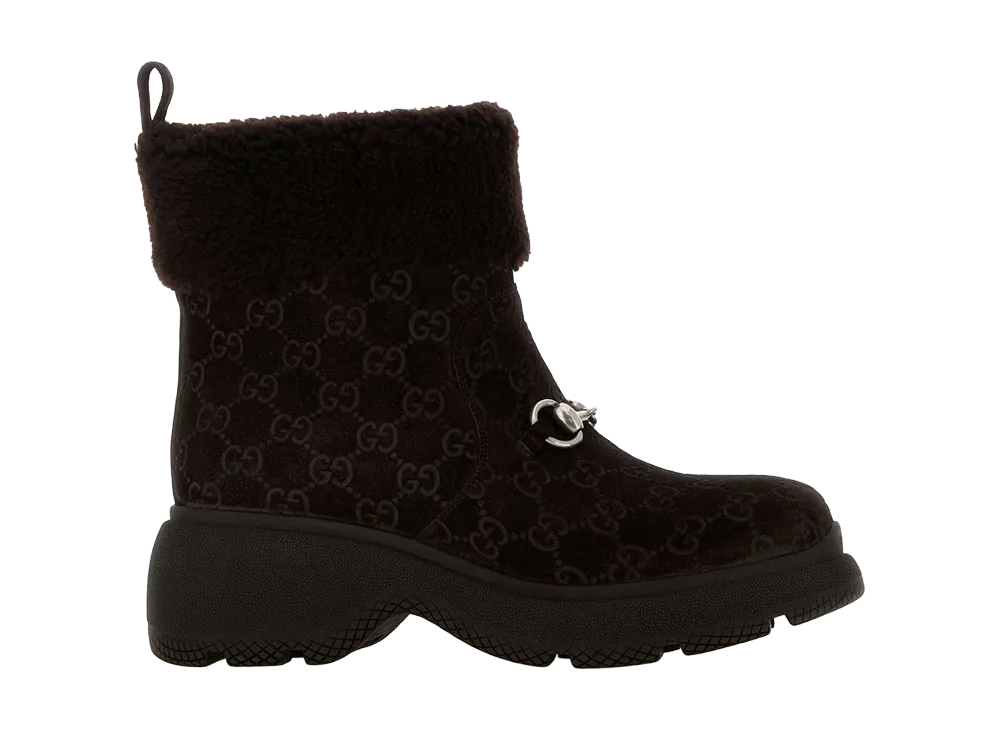 GUCCI Women's Dark Brown Suede Ankle Boots "Brown"