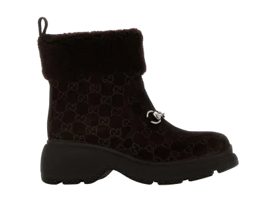 GUCCI Women's Dark Brown Suede Ankle Boots "Brown"