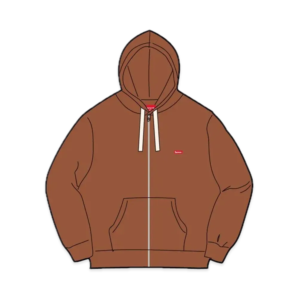 Supreme Small Box Drawcord Zip Up Hooded Sweatshirt "Brown"