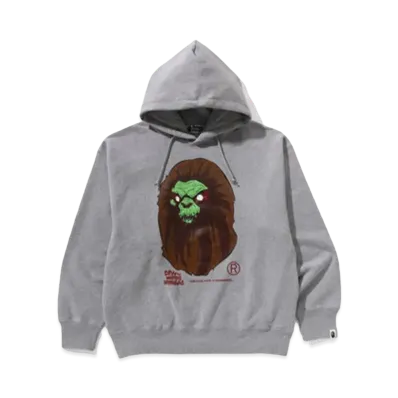 A BATHING APE Bape Horror Mad Face Relaxed Fit Pullover Hoodie "Gray"