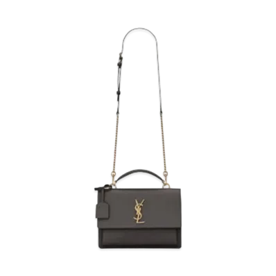 Saint Laurent Medium Sunset Satchel In Smooth Leather "Storm"