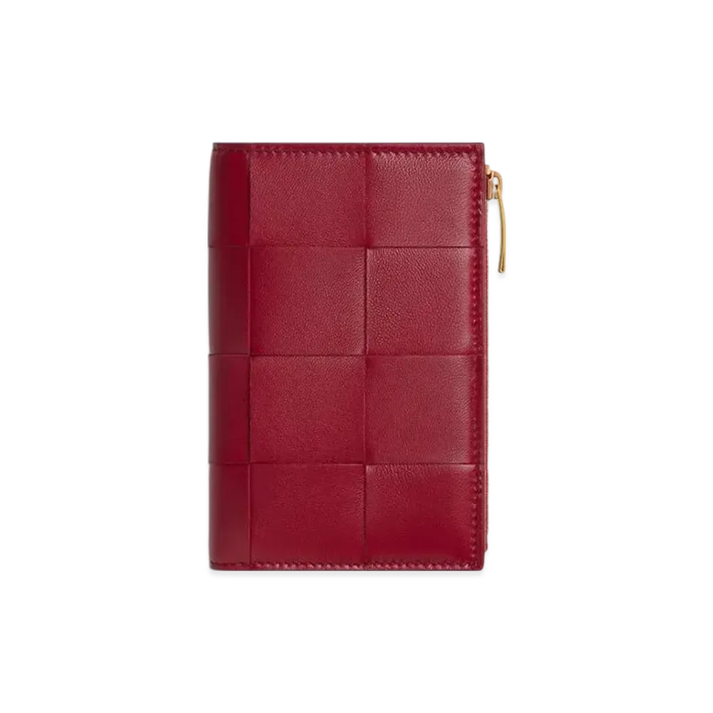 Bottega Veneta Cassette Medium Bi-Fold Wallet "Dark Red/Blisswashed"