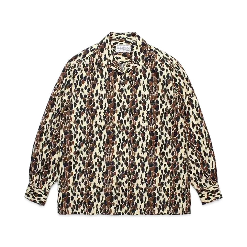 WACKO MARIA Leopard Open Collar Shirt "Beige"