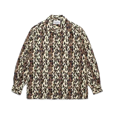 WACKO MARIA Leopard Open Collar Shirt "Beige"