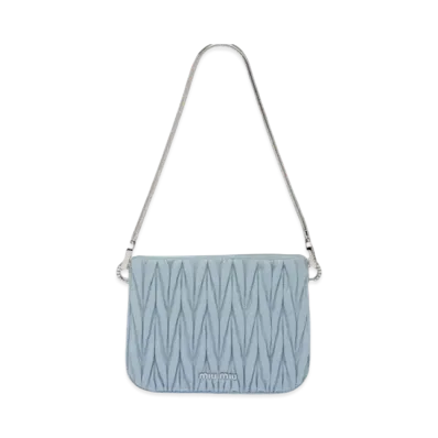 MIU MIU Miu Sashimaterassenapa Leather Handbag "Sky Blue"