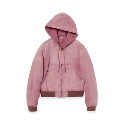 AURALEE Product Dyed Organic Cotton Duck Short Zip Parka "Faded Burgundy"