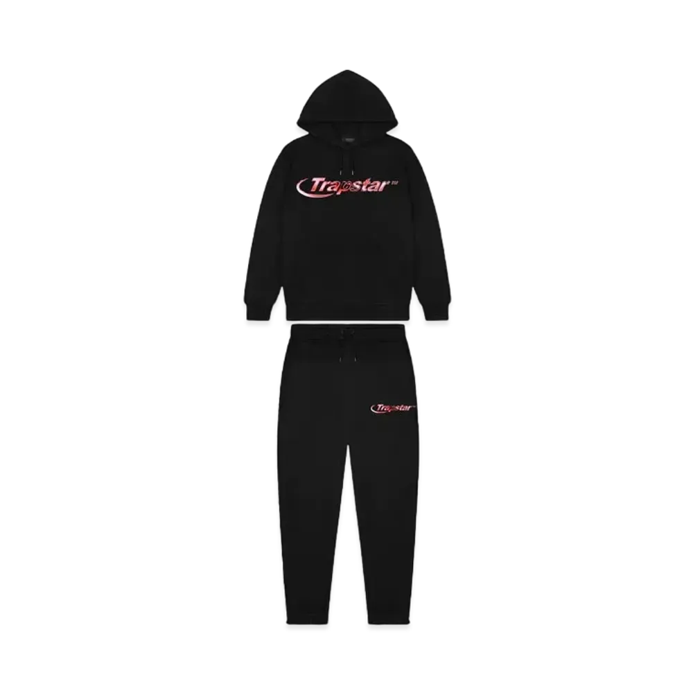 TRAPSTAR Hyperdrive Chrome Hoodie Tracksuit "Black/Infrared"