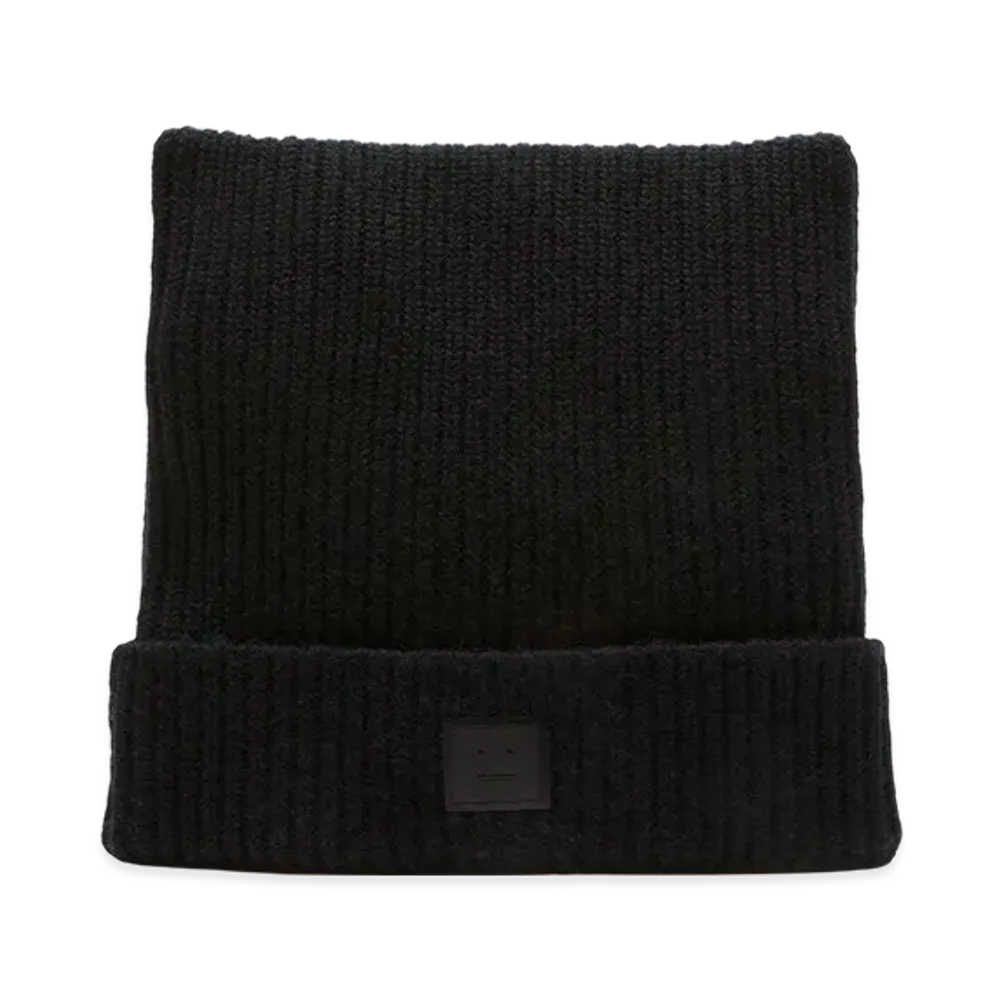 Acne Studios Face Logo Square Beanie - Yak "Black"
