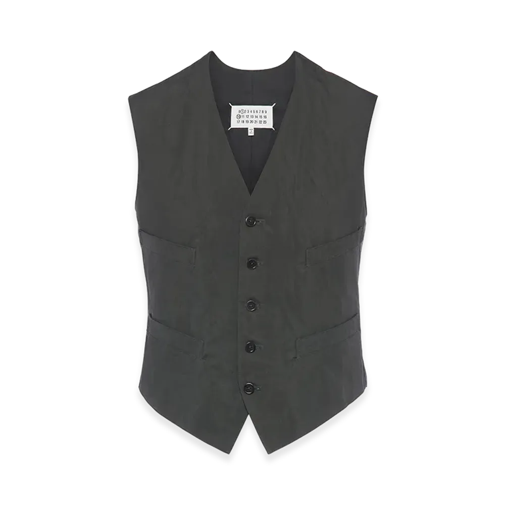 Maison Margiela Cotton Silk Gilet "Dark Gray"