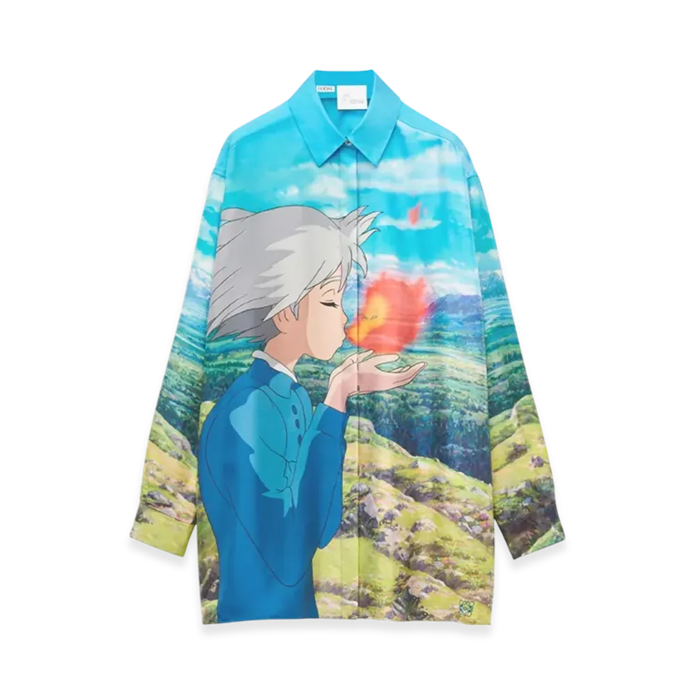 LOEWE x Howl's Moving Castle Calcifer Shirt in Silk "Multicolor"